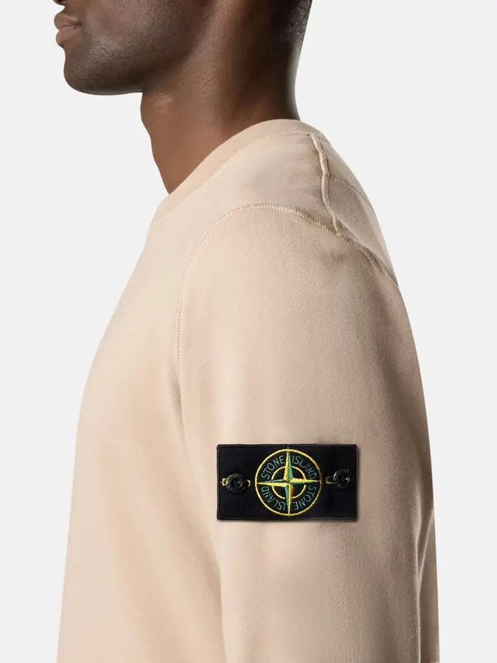 STONE ISLAND - Sweat Col Rond en Coton Bio Sable - Lothaire