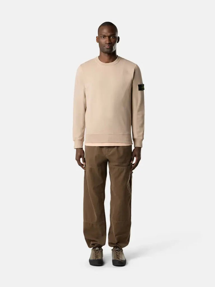 STONE ISLAND - Sweat Col Rond en Coton Bio Sable - Lothaire