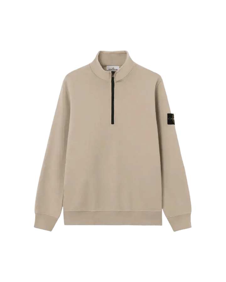 STONE ISLAND – Sweat demi-zip en coton biologique Beige sable - Lothaire