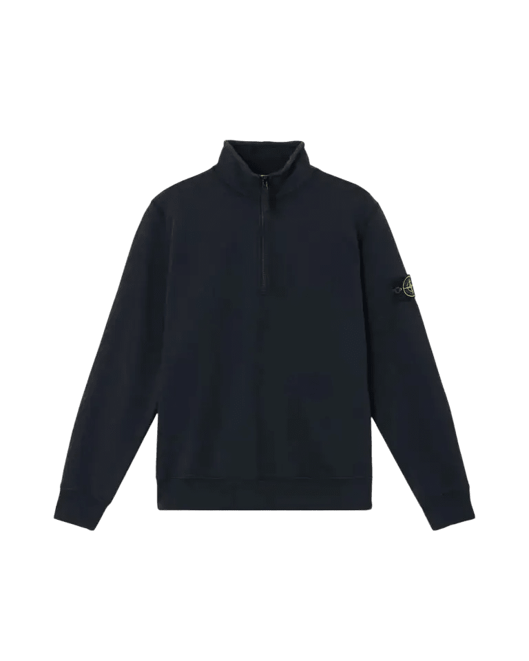STONE ISLAND – Sweat demi-zip en coton biologique Bleu marine - Lothaire