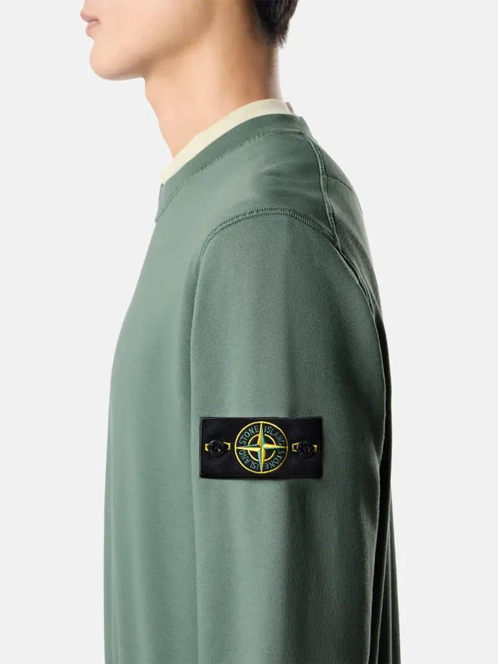 STONE ISLAND – Sweat ras-du-cou en coton biologique Vert océan - Lothaire