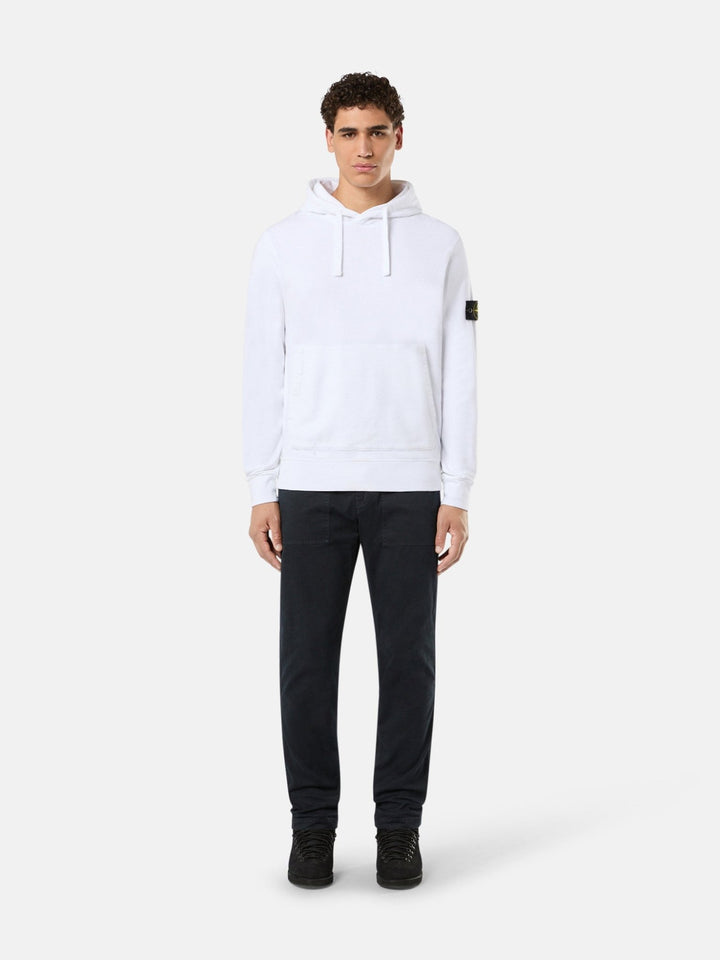 STONE ISLAND - Sweat-shirt à poches doté d’une capuche à cordon de serrage Blanc - Lothaire