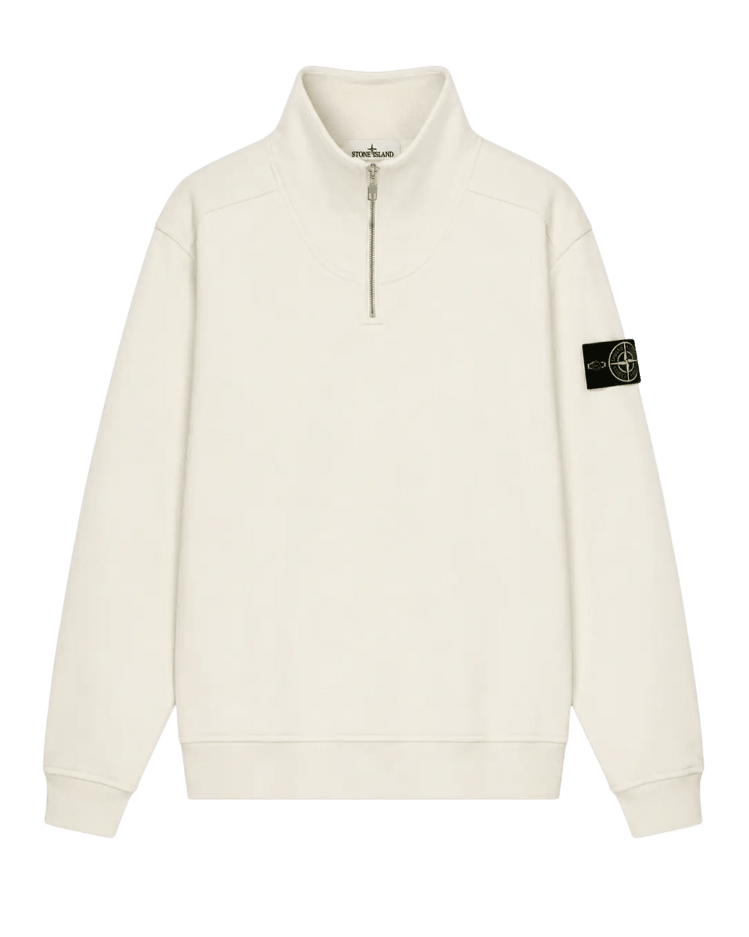 STONE ISLAND - Sweat-shirt col montant zippé en coton biologique Ivoire - Lothaire