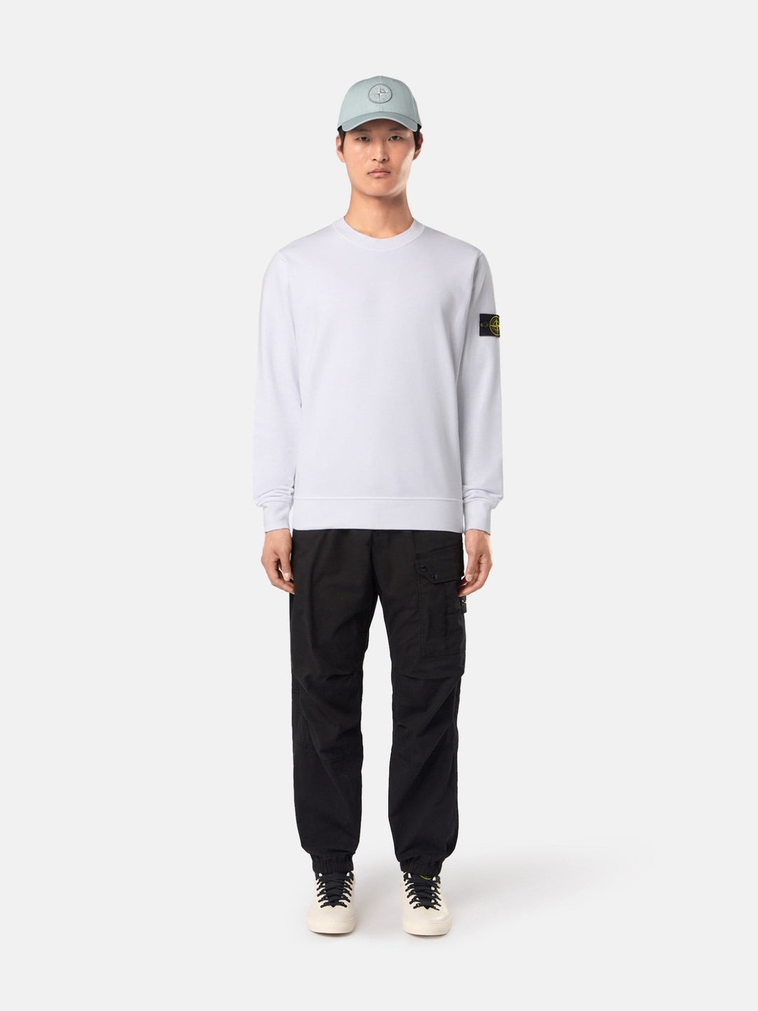 STONE ISLAND - Sweat-shirt ras - du - cou à détails côtelés Blanc - Lothaire