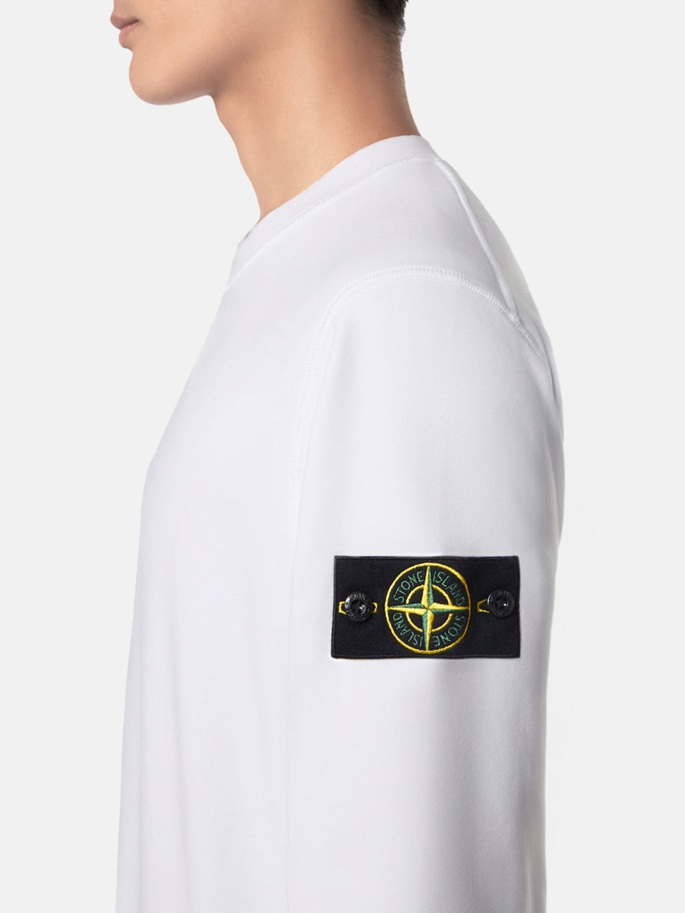 STONE ISLAND - Sweat-shirt ras - du - cou à détails côtelés Blanc - Lothaire