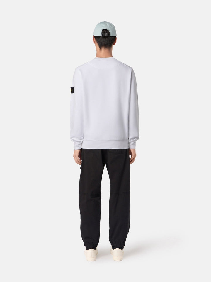 STONE ISLAND - Sweat-shirt ras - du - cou à détails côtelés Blanc - Lothaire