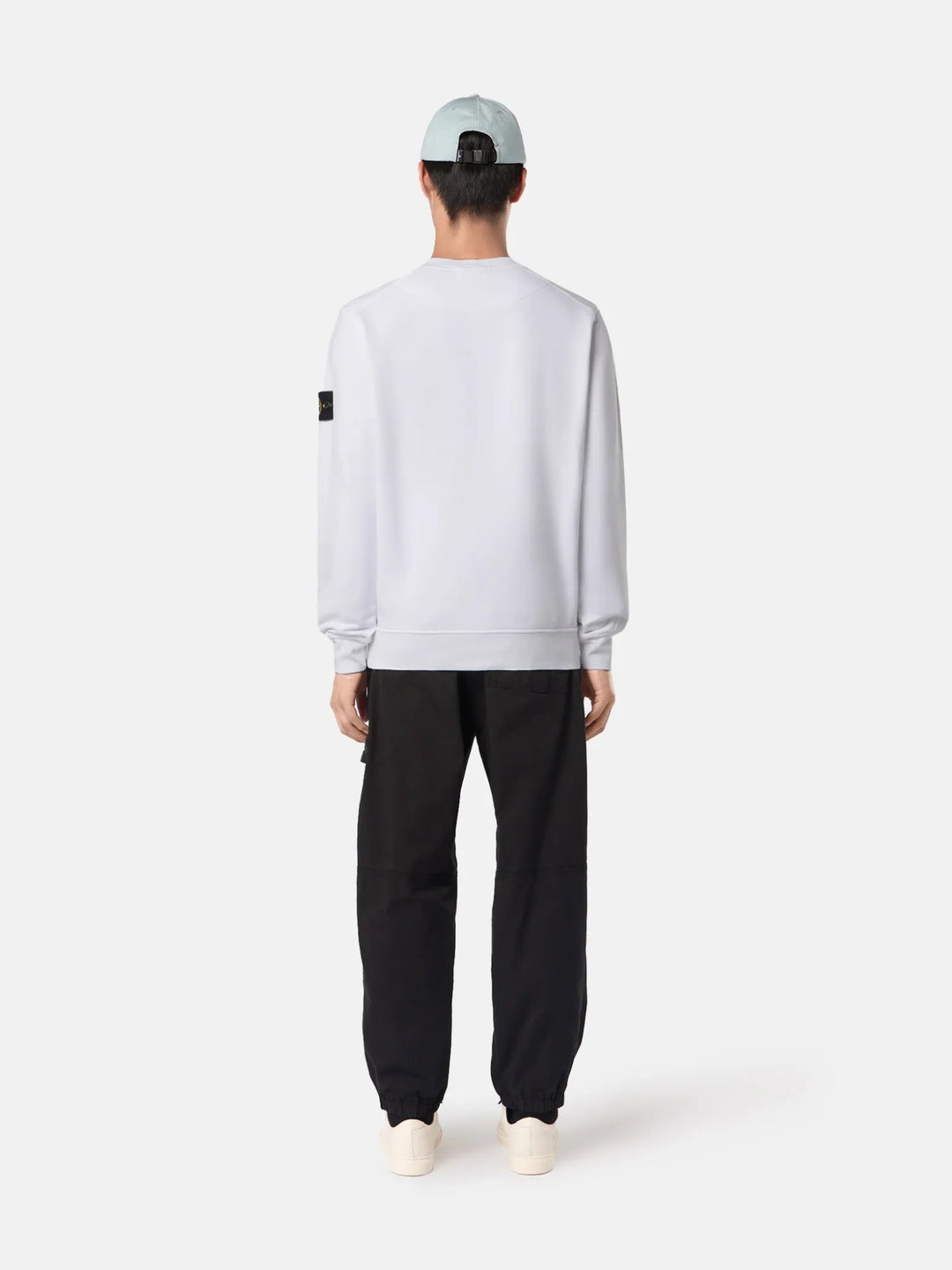 STONE ISLAND - Sweat-shirt ras - du - cou coupe regular à poignets élastiqués Blanc - Lothaire