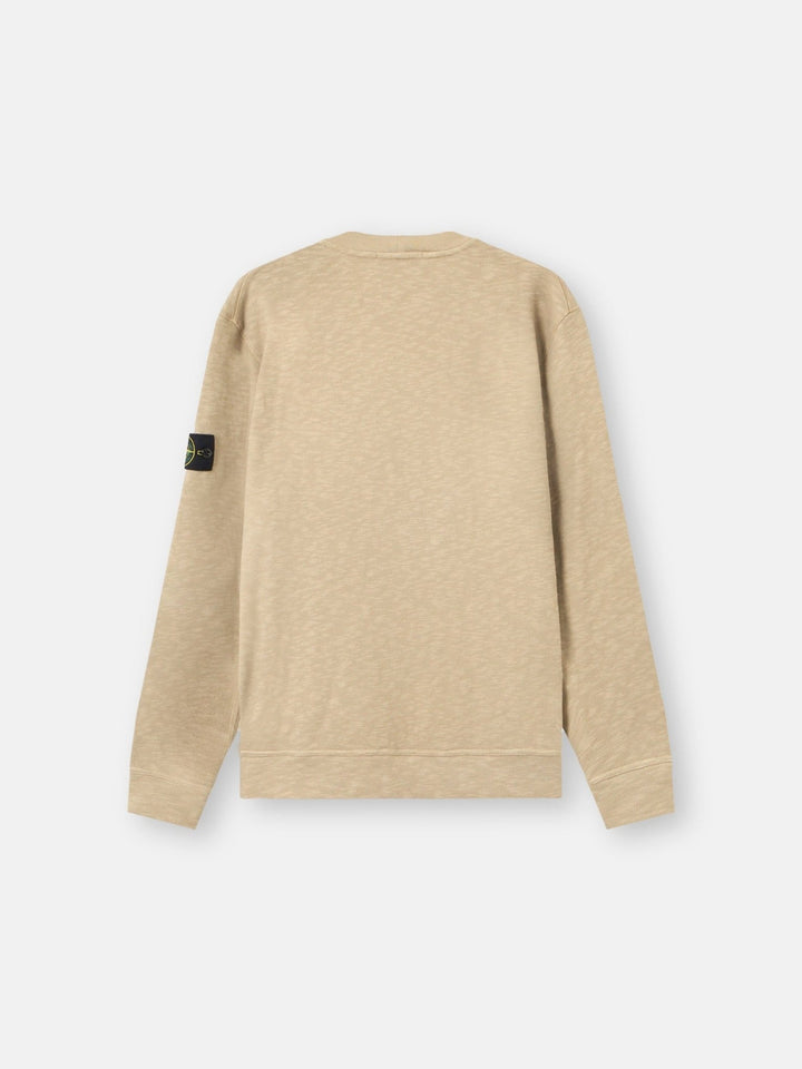 STONE ISLAND - Sweat-shirt ras - du - cou en jersey épais de coton gratté et vanisé Beige - Lothaire