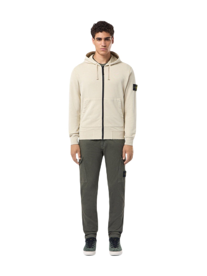 STONE ISLAND - Sweat zippée à capuche beige - Lothaire