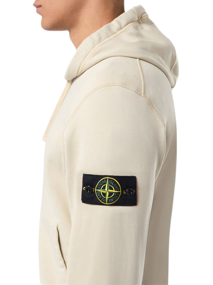 STONE ISLAND - Sweat zippée à capuche beige - Lothaire