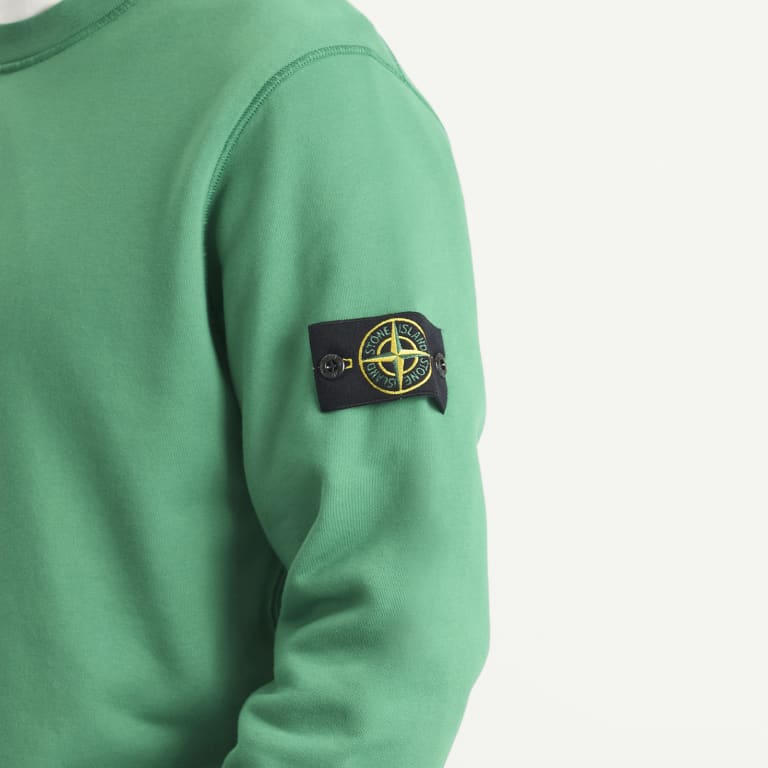STONE ISLAND - Sweatshirt à Col Rond en Molleton de Coton Bio Vert malachite - Lothaire