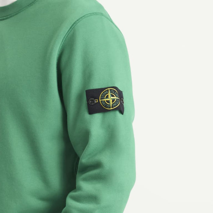 STONE ISLAND - Sweatshirt à Col Rond en Molleton de Coton Bio Vert malachite - Lothaire