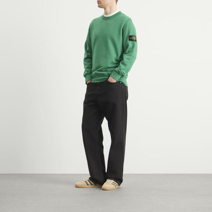 STONE ISLAND - Sweatshirt à Col Rond en Molleton de Coton Bio Vert malachite - Lothaire