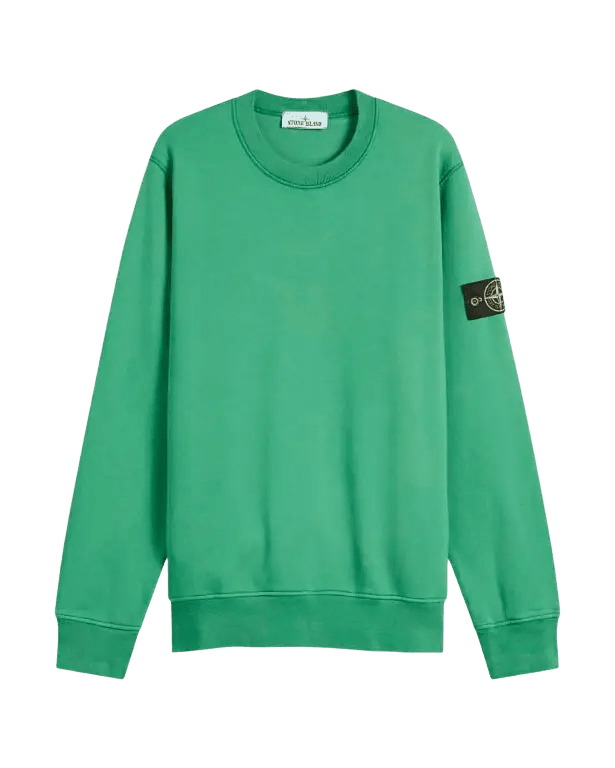 STONE ISLAND - Sweatshirt à Col Rond en Molleton de Coton Bio Vert malachite - Lothaire