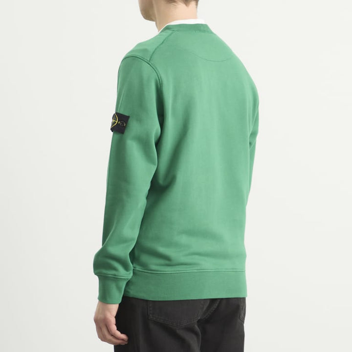 STONE ISLAND - Sweatshirt à Col Rond en Molleton de Coton Bio Vert malachite - Lothaire