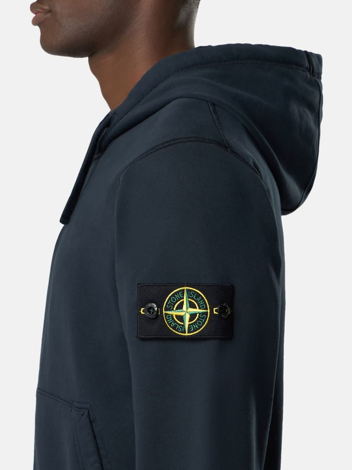 STONE ISLAND - Sweatshirts à capuche zippé coupe classique avec poches Bleu marine - Lothaire