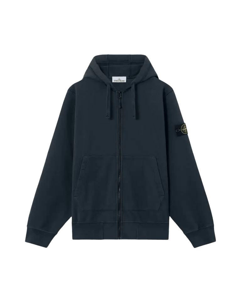 STONE ISLAND - Sweatshirts à capuche zippé coupe classique avec poches Bleu marine - Lothaire