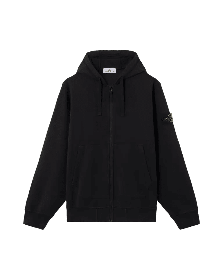 STONE ISLAND - Sweatshirts à capuche zippé coupe classique avec poches Noir - Lothaire