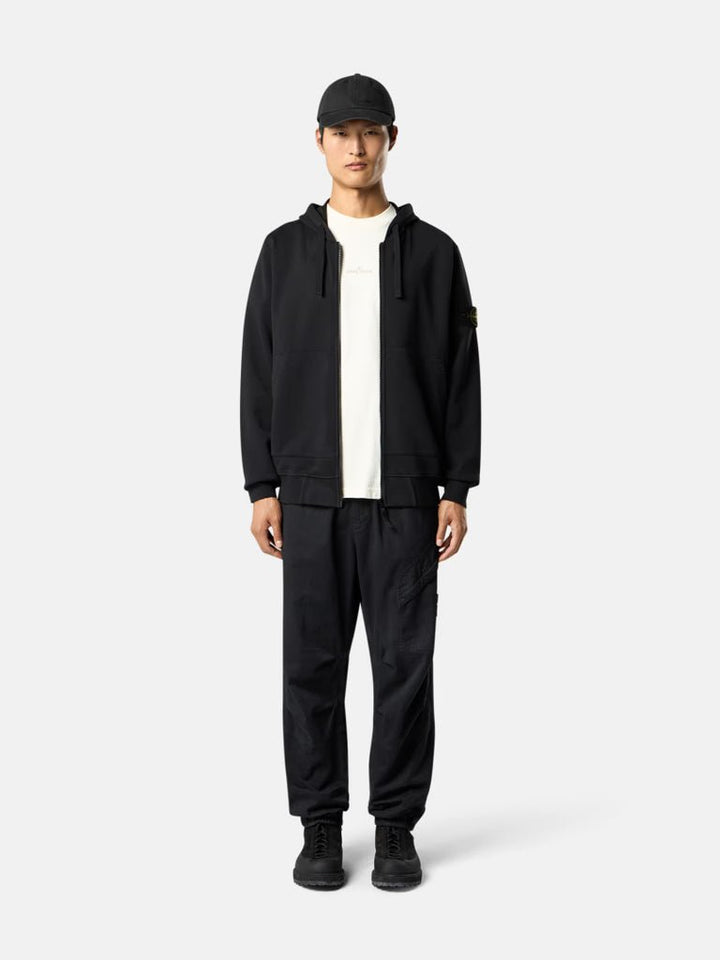 STONE ISLAND - Sweatshirts à capuche zippé coupe classique avec poches Noir - Lothaire