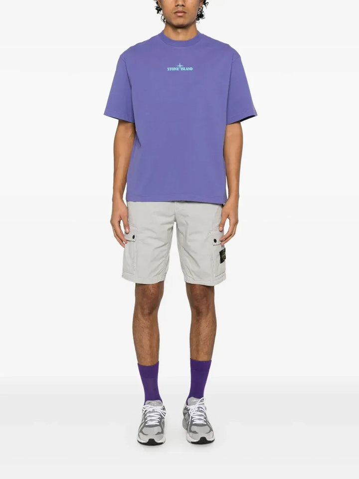 STONE ISLAND - T-shirt à logo embossé lavande - Lothaire
