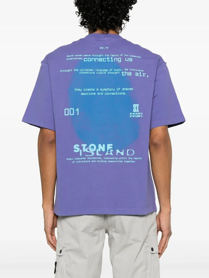 STONE ISLAND - T-shirt à logo embossé lavande - Lothaire