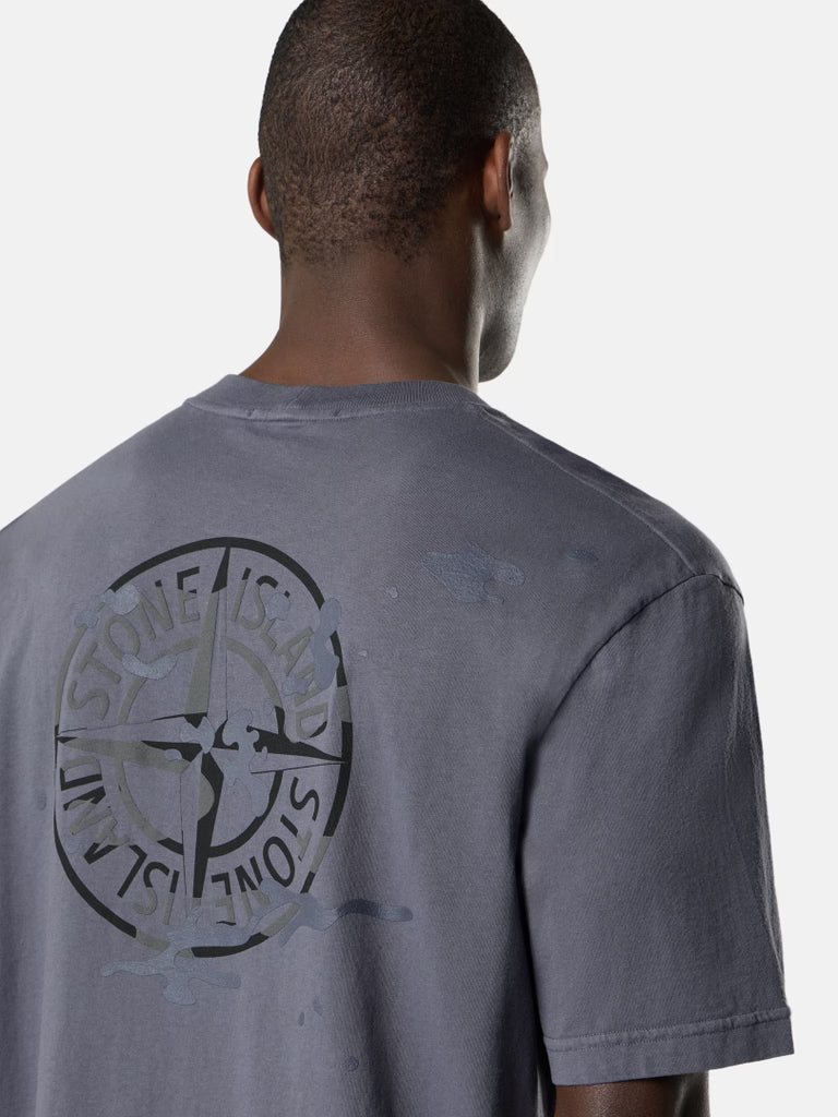 STONE ISLAND - T-shirt coupe classique avec imprimé « Boussole camouflage » Bleu Gris - Lothaire