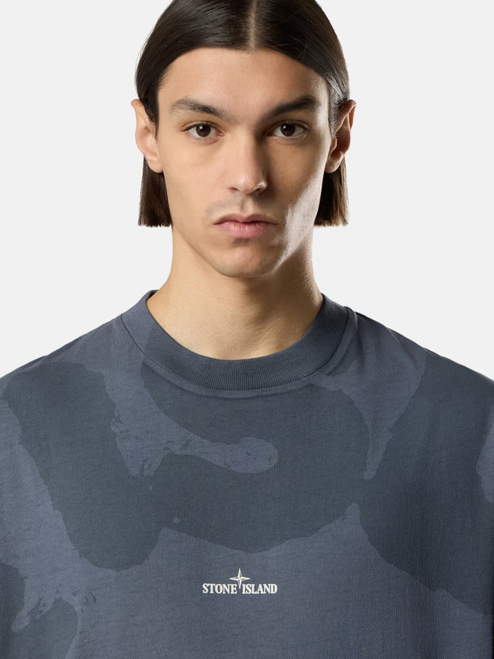 STONE ISLAND - T-shirt coupe classique avec imprimé « Tourbillon » Bleu Gris - Lothaire