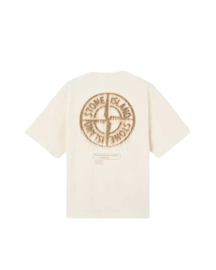 STONE ISLAND - T-shirt coupe regular à manches courtes avec imprimé « Bleeding Numbers Compass » ivoire - Lothaire