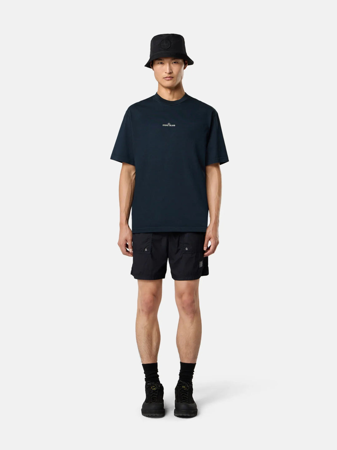 STONE ISLAND - T-shirt coupe regular à manches courtes avec imprimé « Industrial » Marine - Lothaire
