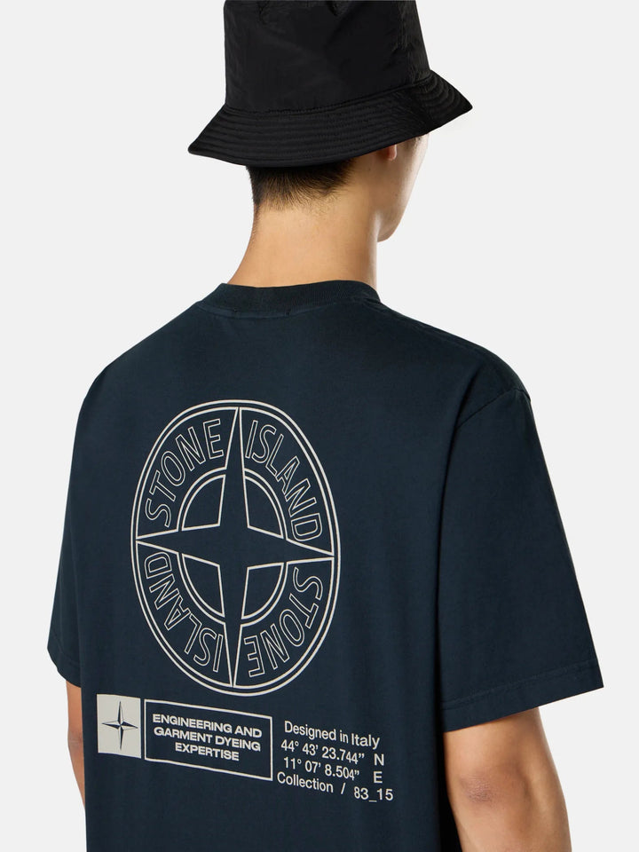 STONE ISLAND - T-shirt coupe regular à manches courtes avec imprimé « Industrial » Marine - Lothaire