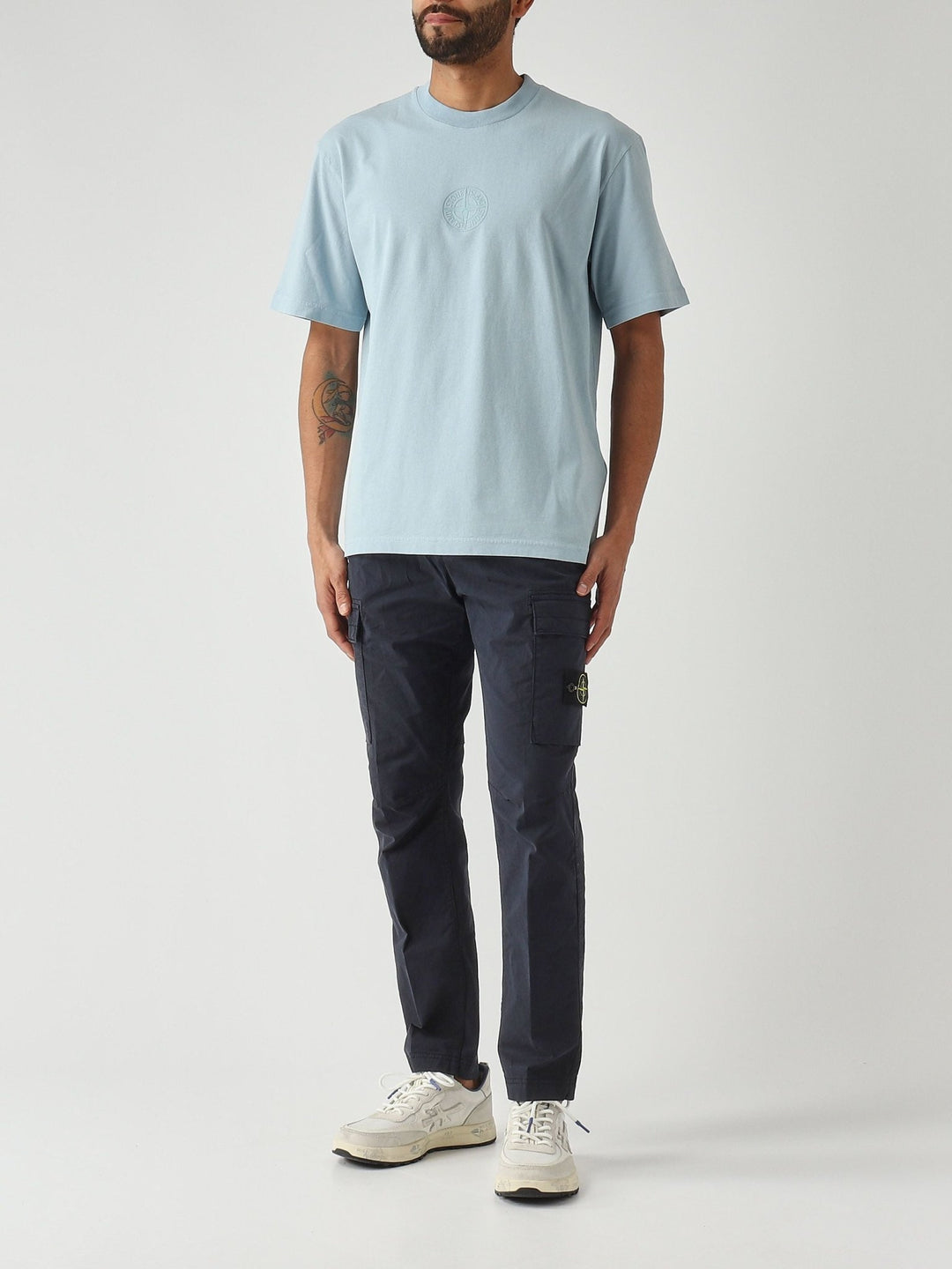 STONE ISLAND - T-shirt en jersey de coton biologique Bleu pastel - Lothaire