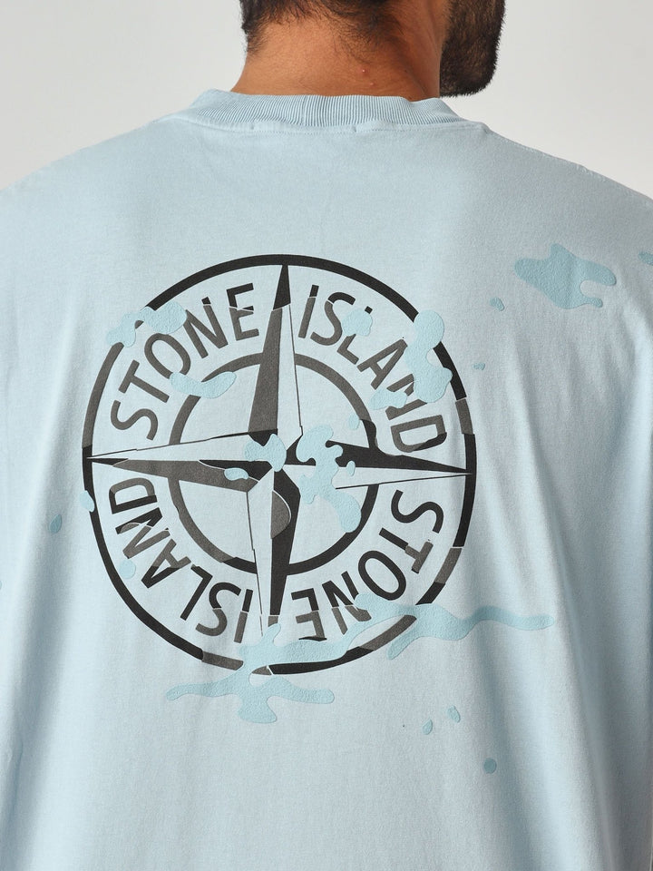 STONE ISLAND - T-shirt en jersey de coton biologique Bleu pastel - Lothaire