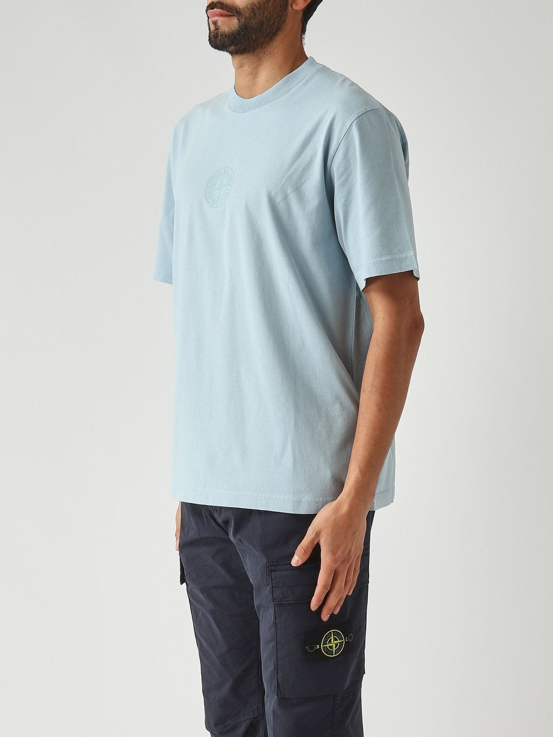 STONE ISLAND - T-shirt en jersey de coton biologique Bleu pastel - Lothaire