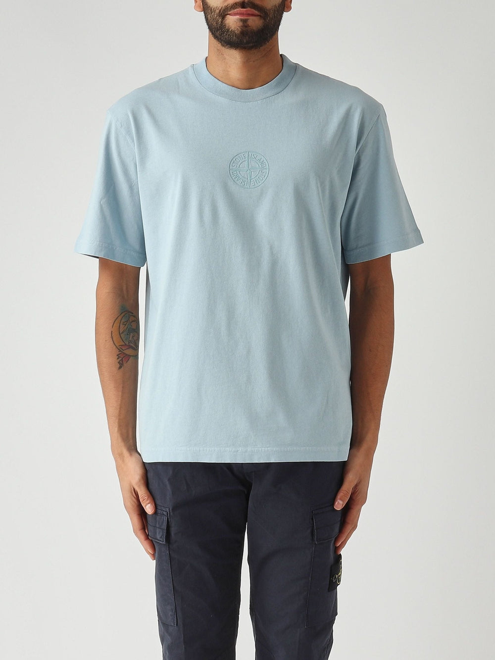 STONE ISLAND - T-shirt en jersey de coton biologique Bleu pastel - Lothaire