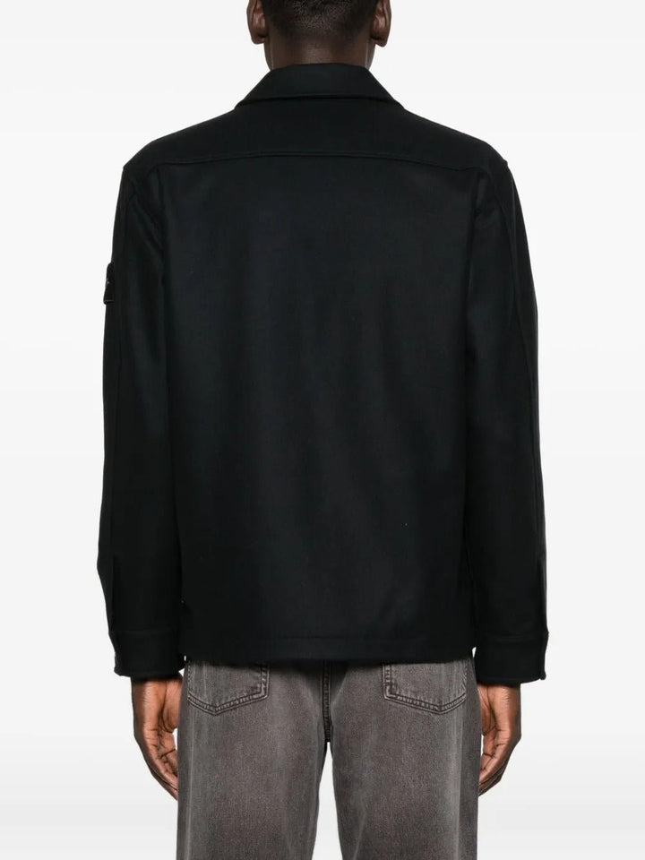 STONE ISLAND - T-shirt en Laine à Poche Poitrine Bleu Foncé - Lothaire