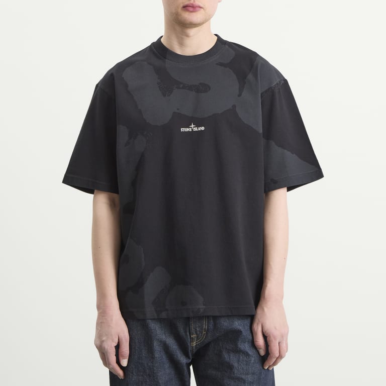 STONE ISLAND - T-shirt Whirlwind Type en Coton Noir - Lothaire