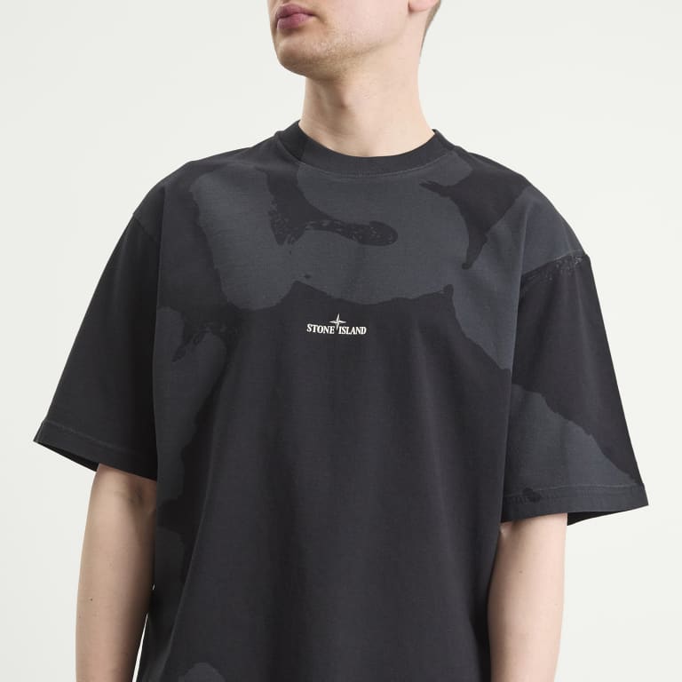 STONE ISLAND - T-shirt Whirlwind Type en Coton Noir - Lothaire