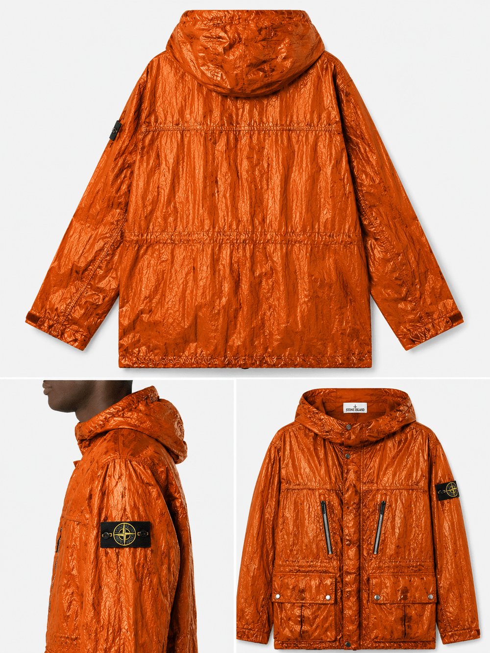 STONE ISLAND - Veste à Capuche Nylon Tela Orange Brûlé - Lothaire