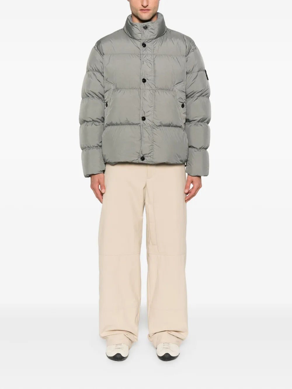 STONE ISLAND - Veste Matelassée à Col Montant Gris - Lothaire