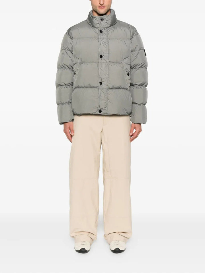 STONE ISLAND - Veste Matelassée à Col Montant Gris - Lothaire