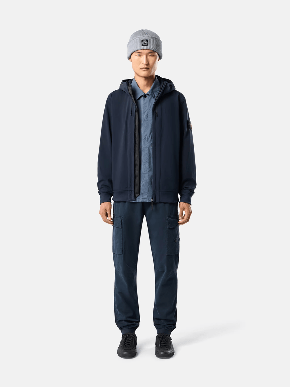 STONE ISLAND - Veste Soft Shell-R à capuche Bleu marine - Lothaire