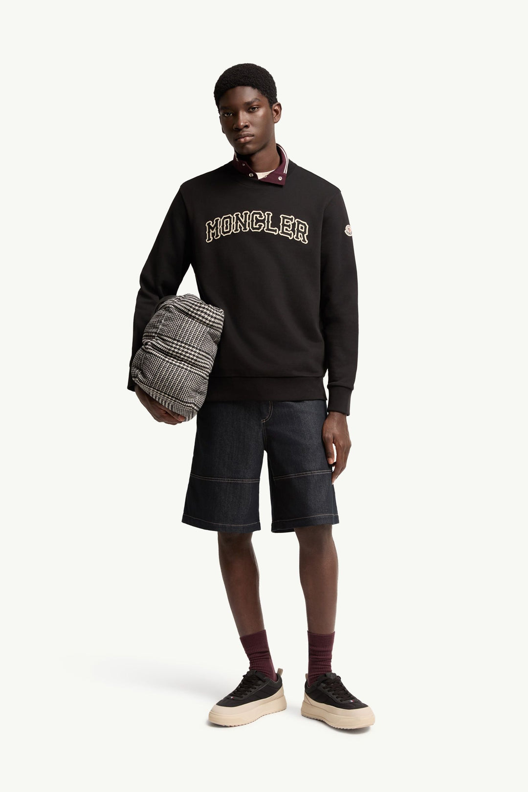 MONCLER – Sweat en coton avec logo Noir