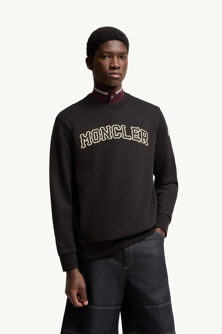 MONCLER – Sweat en coton avec logo Noir