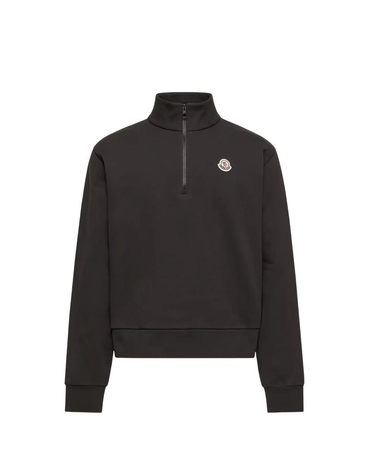 MONCLER - Sweat zippé en coton avec logo Noir