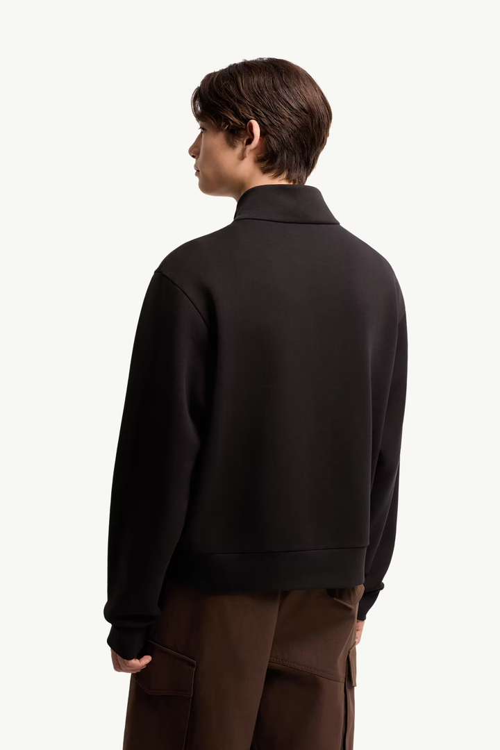 MONCLER - Sweat zippé en coton avec logo Noir