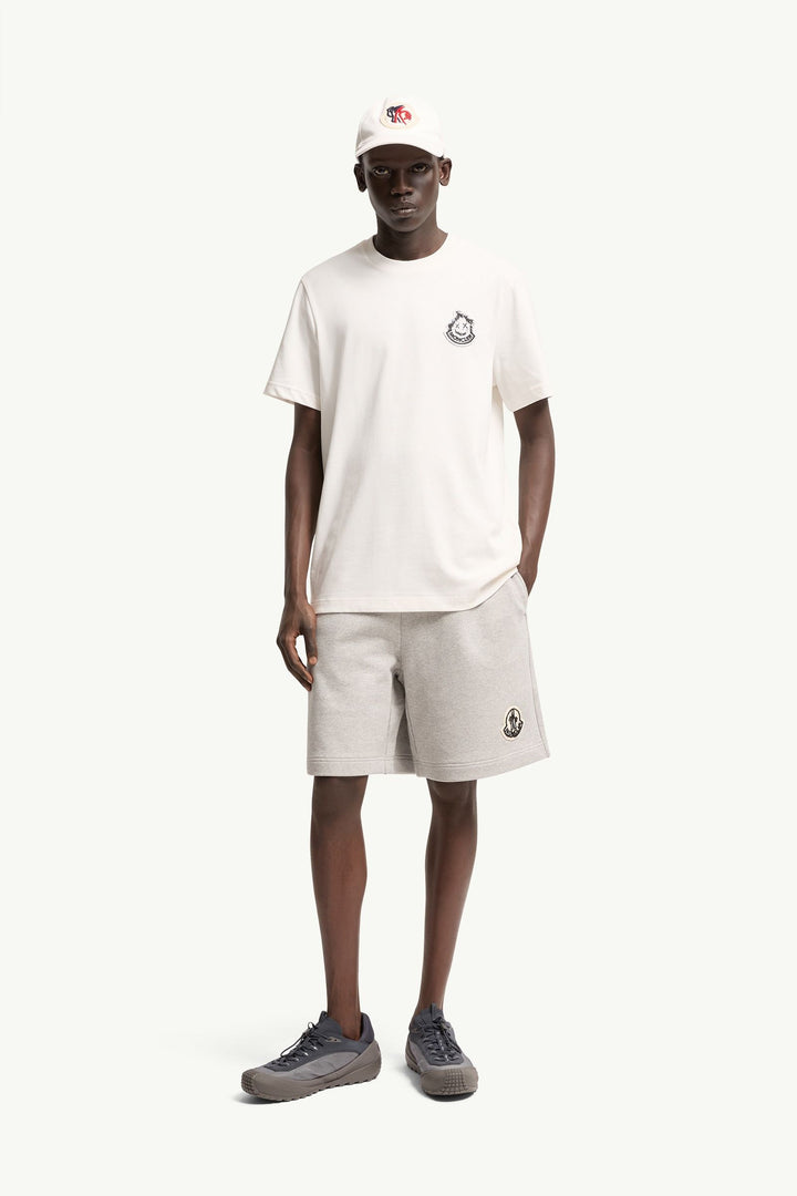 MONCLER – T-shirt en coton à logo Blanc naturel