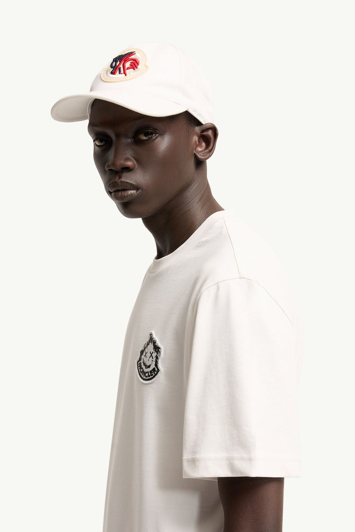 MONCLER – T-shirt en coton à logo Blanc naturel
