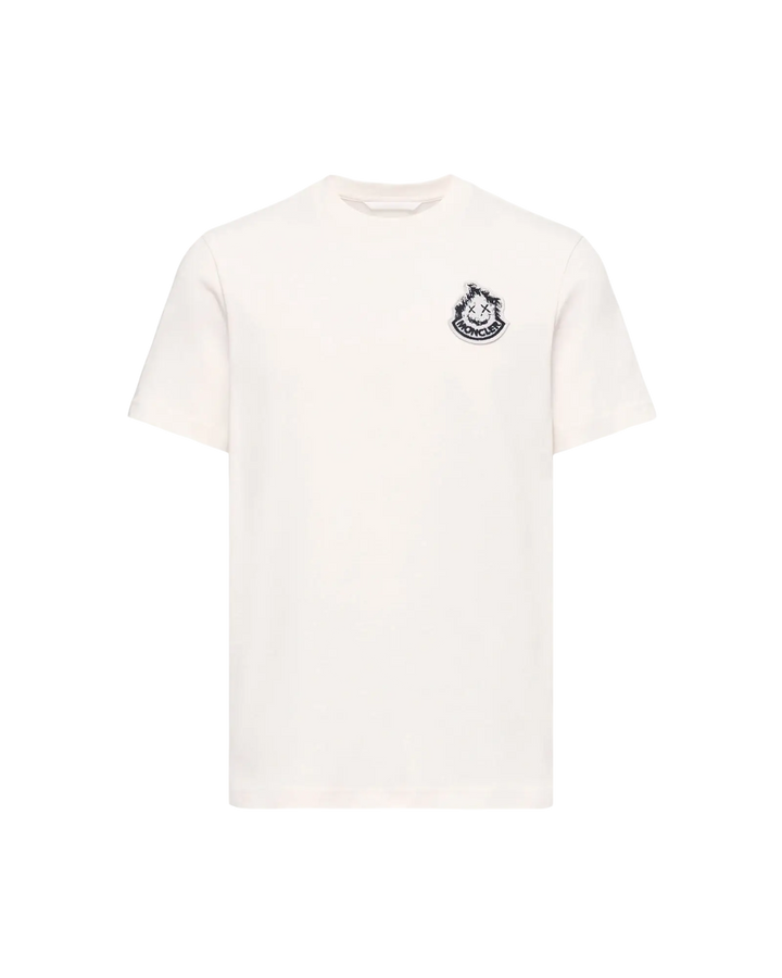 MONCLER – T-shirt en coton à logo Blanc naturel