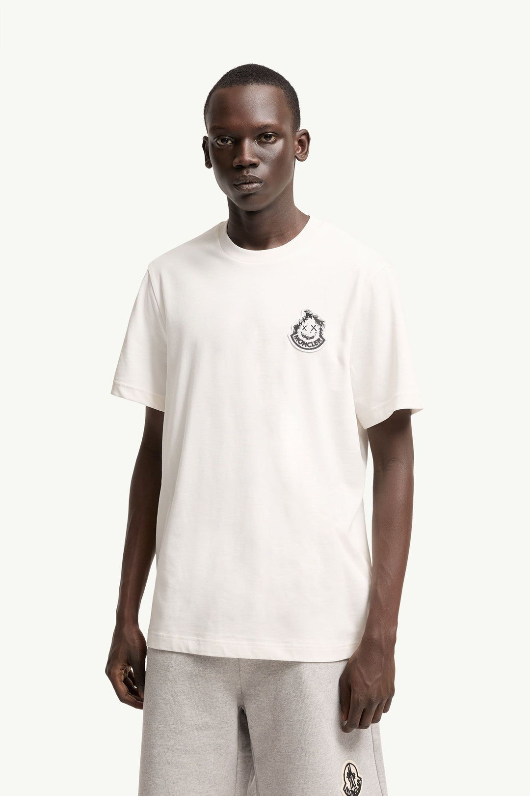 MONCLER – T-shirt en coton à logo Blanc naturel