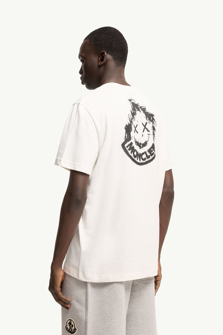MONCLER – T-shirt en coton à logo Blanc naturel